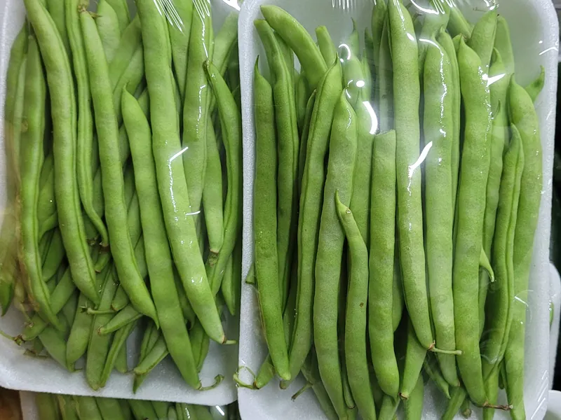 Vagem fresca em bandeja no Hortifruti Fuad em Pirituba